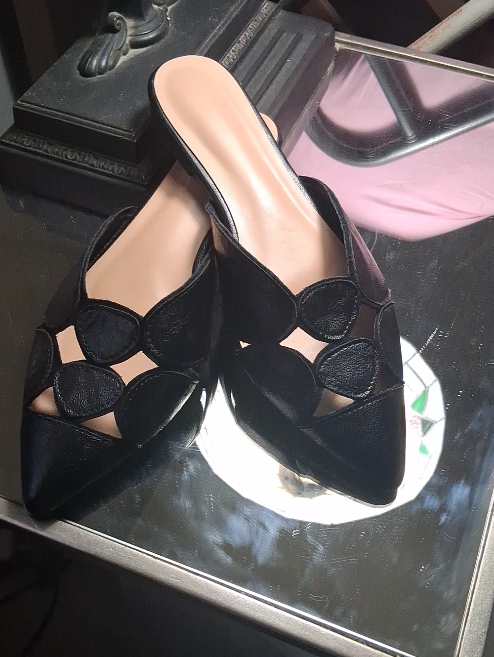 New Italian leather slides size 41